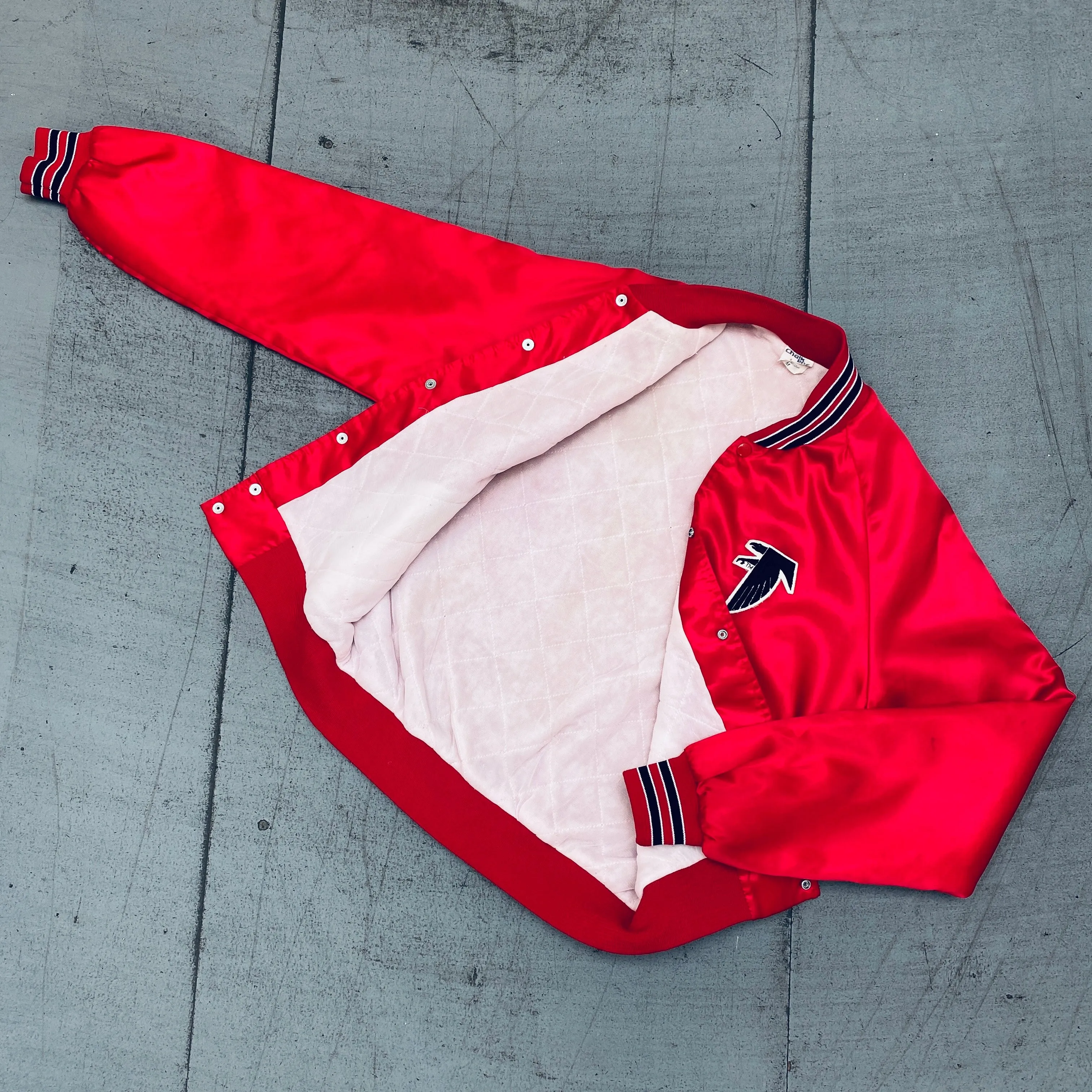 Atlanta Falcons: 1980's Chalk Line Satin Bomber Jacket (M)