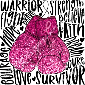 Awareness Warrior Boxing Gloves faux sequin DTF Transfer (See Color Options)