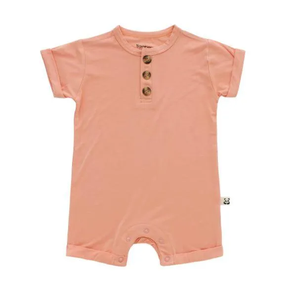 Bamberry Baby Button Down Romper - Salmon