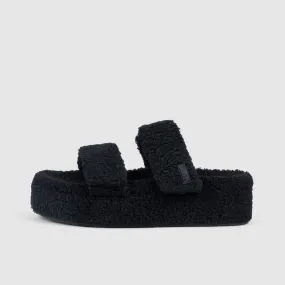 Black Two Strap Sherpa Platform