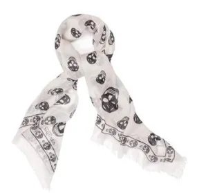 Classic Skull Scarf Pashmina, Ivory/Black