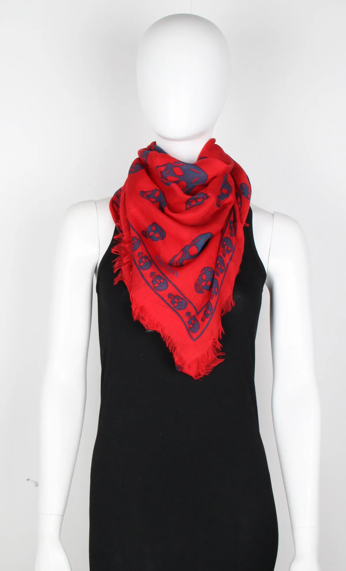 Classic Skull Scarf Pashmina, Red/Blue