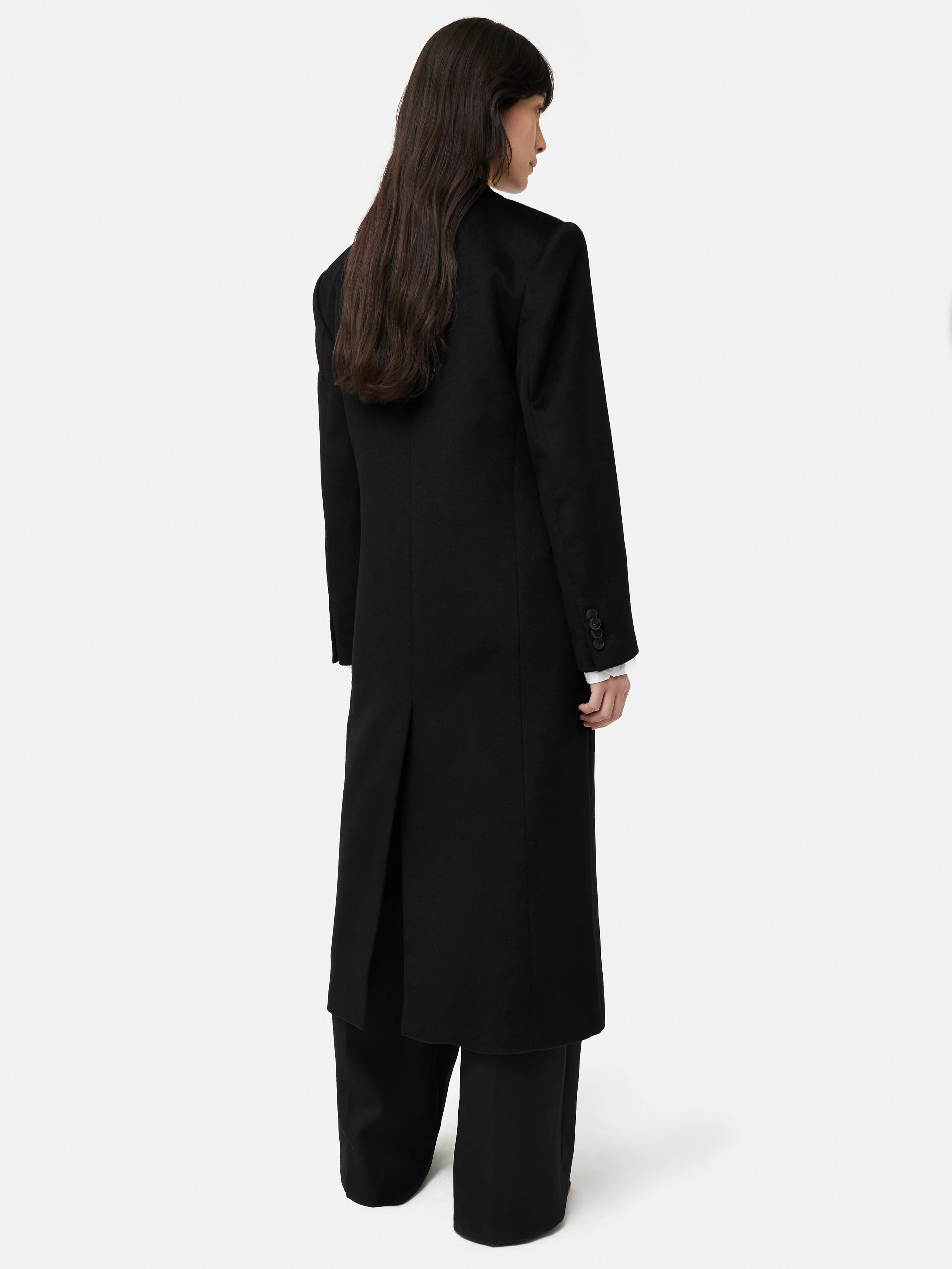 Double Breasted Wool Maxi Coat | Black