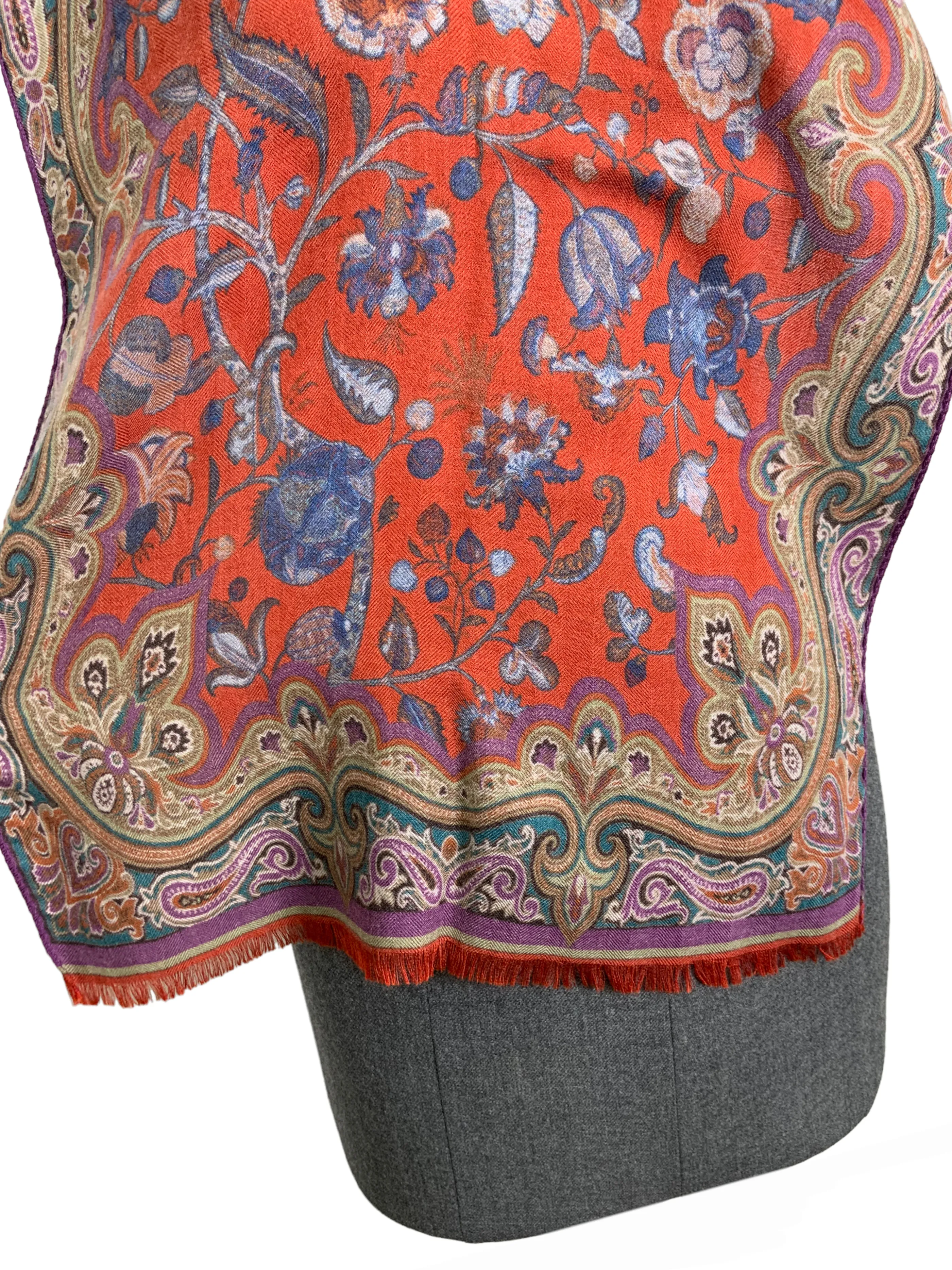 ETRO Paisley Printed Fringe Oblong Scarf