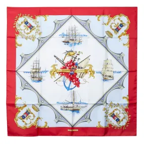 Hermès Silk Scarf 90 Bordeaux Porte Oceane