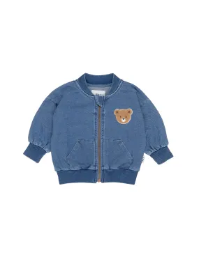 HUX BEAR KNIT DENIM BOMBER JACKET