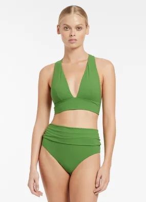 Jetset Fold Down High Waisted Bikini Bottom - Palm