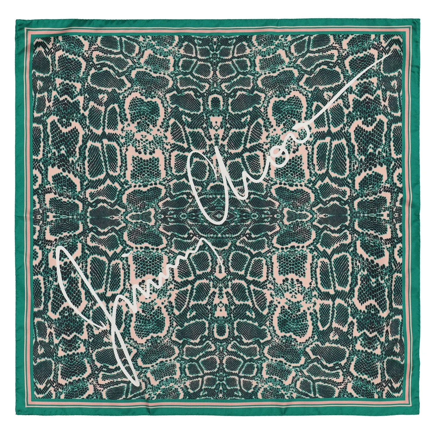 Jimmy Choo Green Silk Foulard Scarf