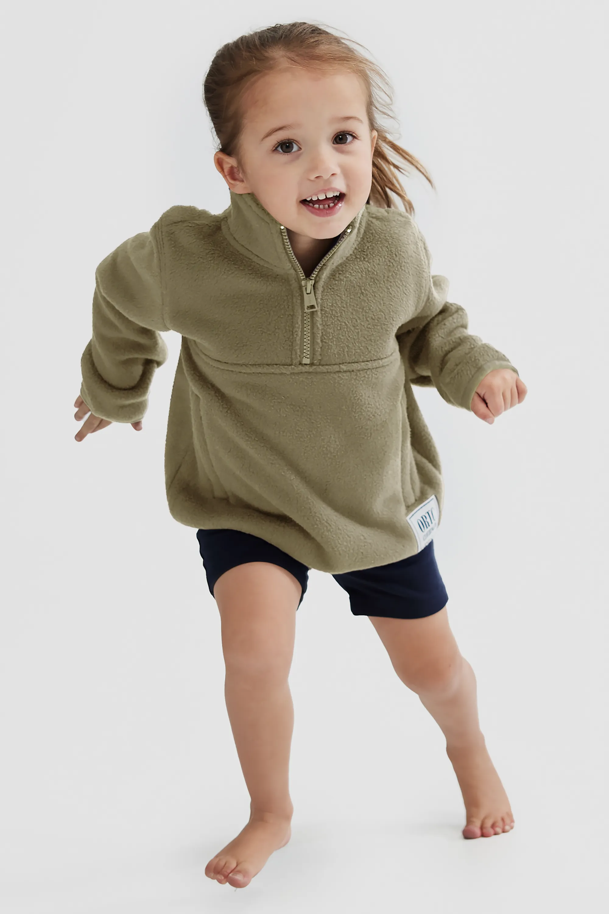 Jnr Sherpa Fleece Quarter Zip Moss