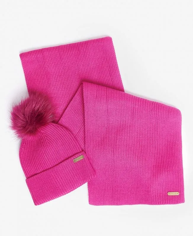 Mallory Beanie & Scarf Gift Set. Fushia