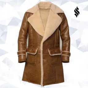 Men Brown Shearling Leather Coat