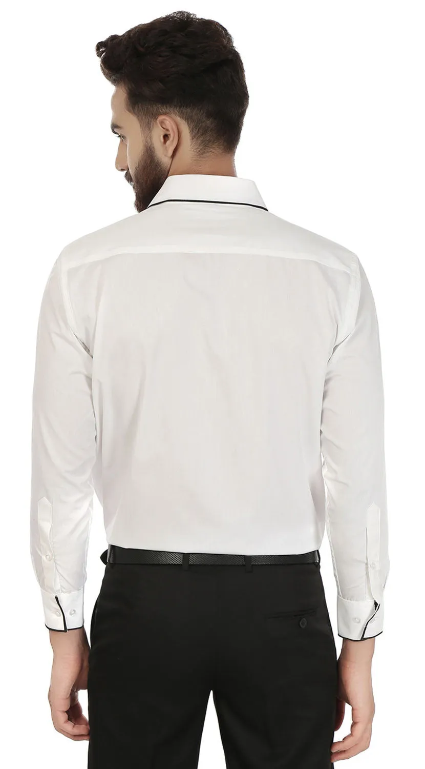 Men's Long Sleeve Cotton Button Down Dress Shirt (White)