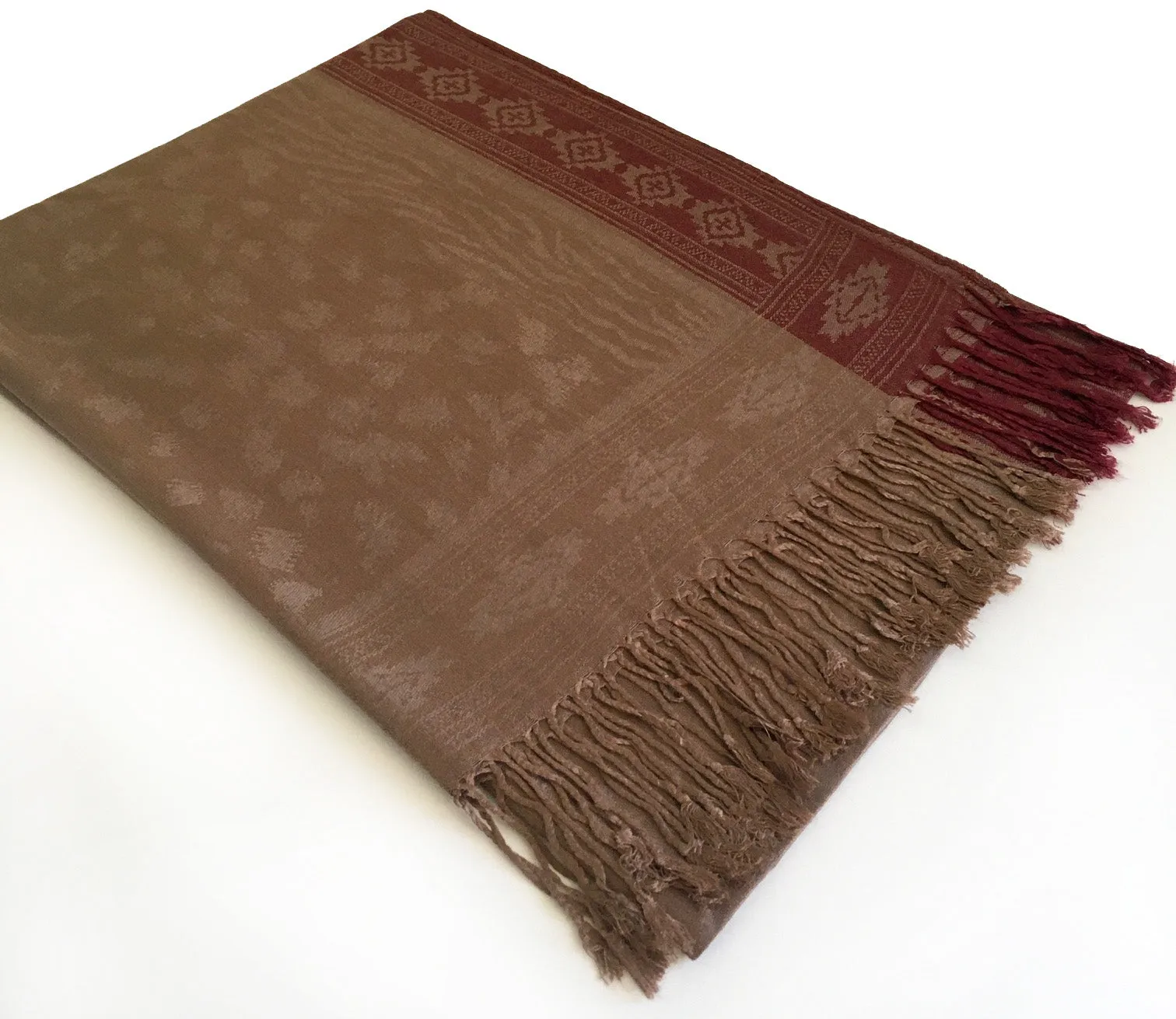 MOCHA ANIMAL PRINT REVERSIBLE PASHMINA SHAWL SCARF