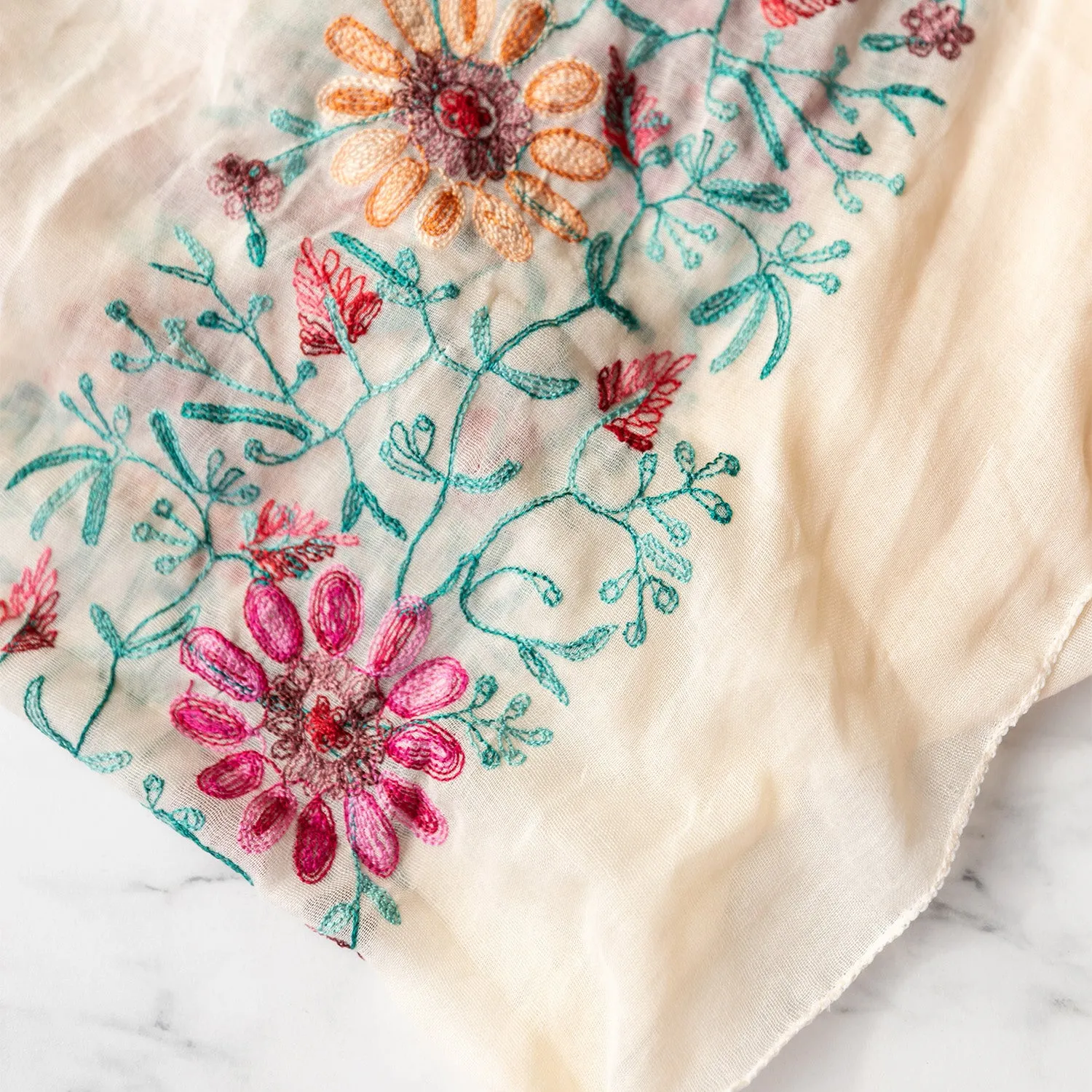 Round Table Romance - Embroidered Scarf