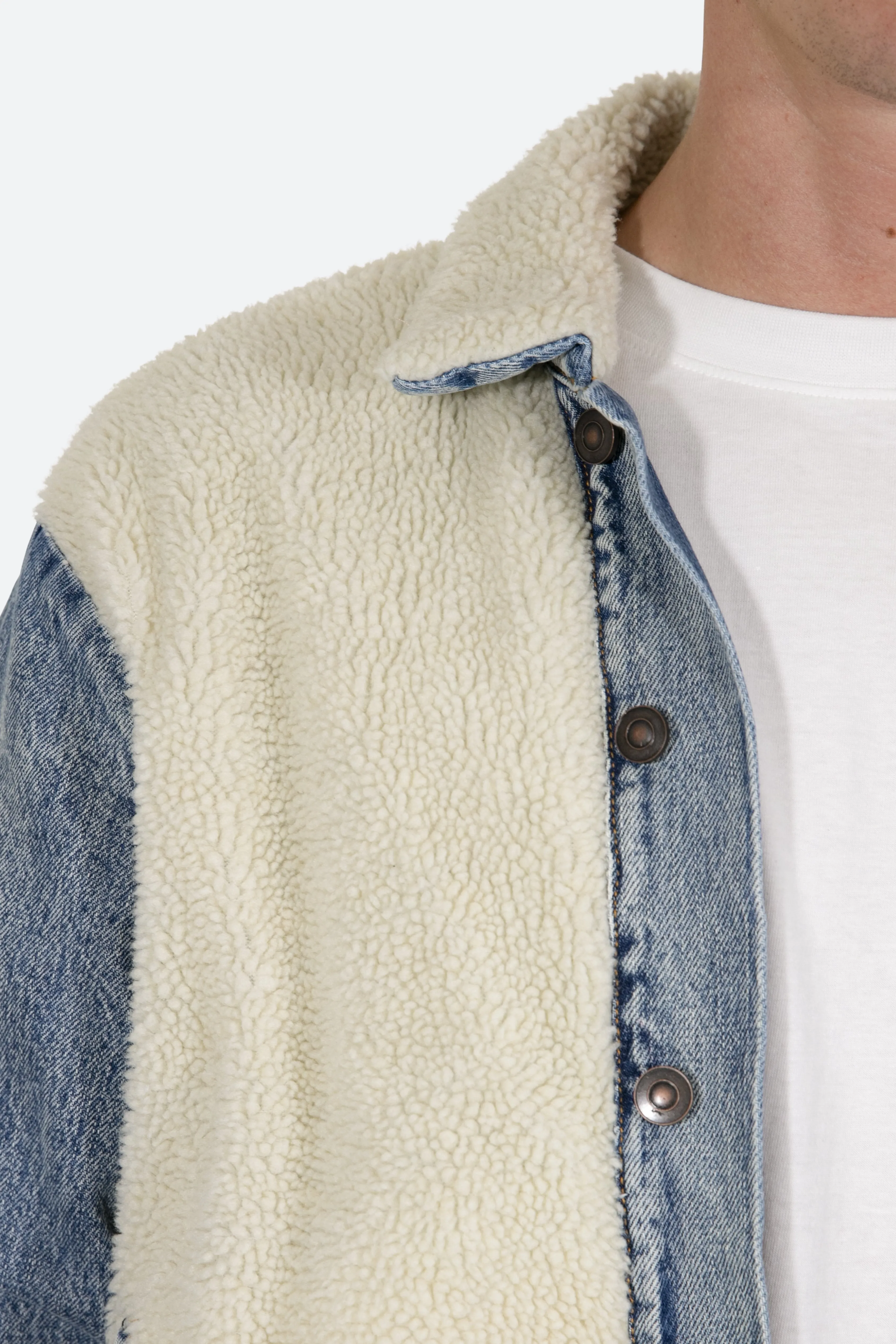 Sherpa Body Trucker Jacket - Blue/White