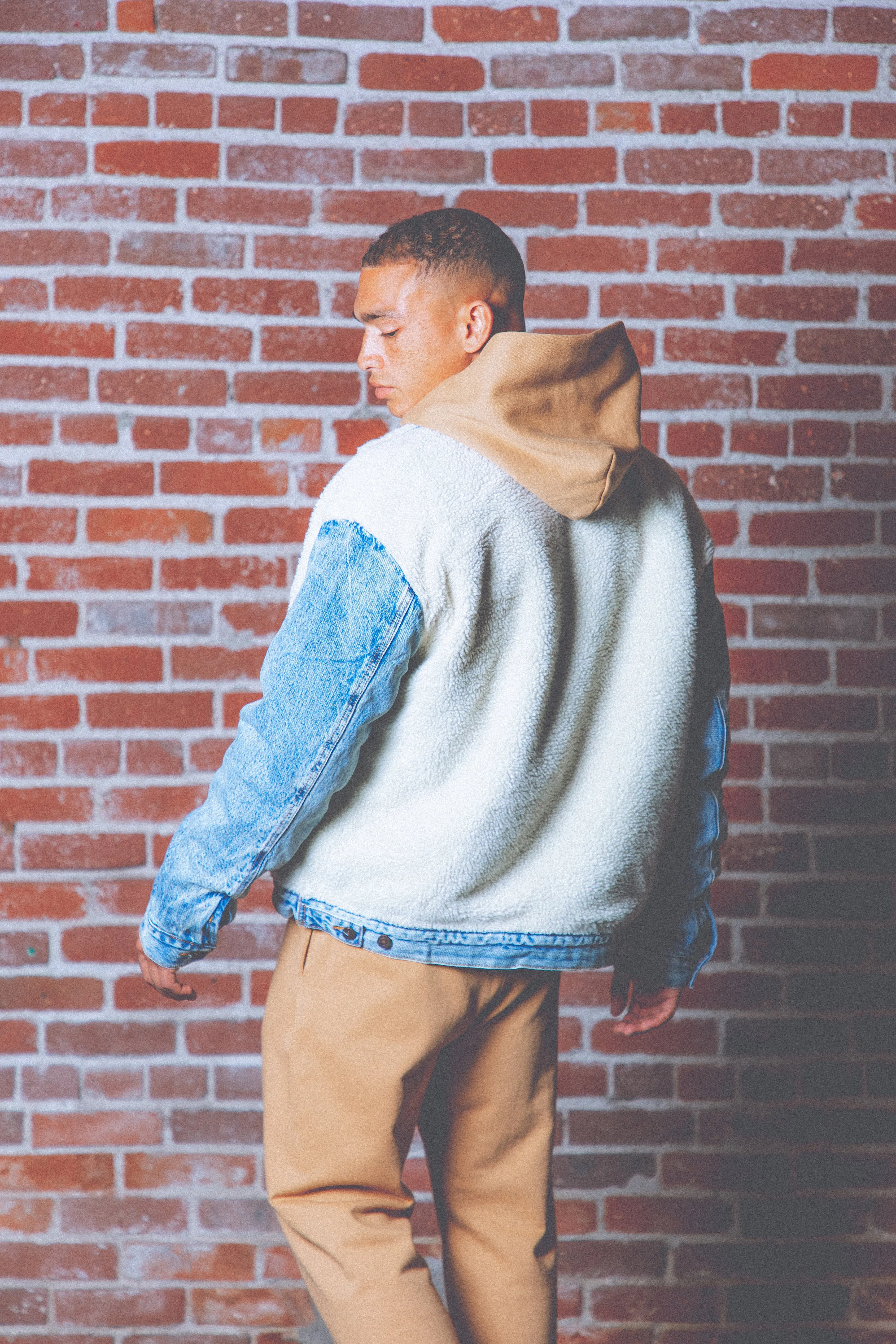 Sherpa Body Trucker Jacket - Blue/White