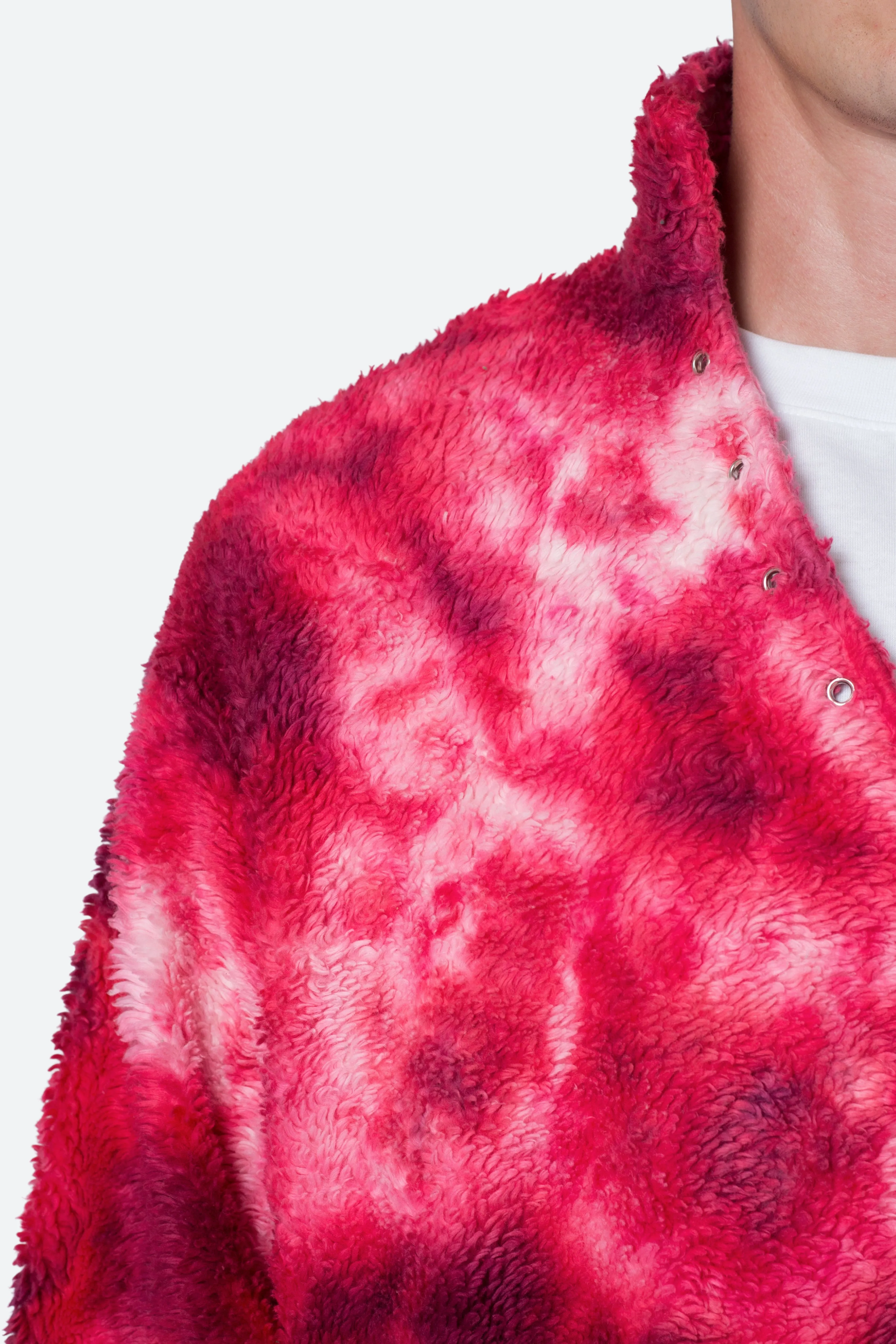 Tie Dye Sherpa Pullover Sweater - Magenta