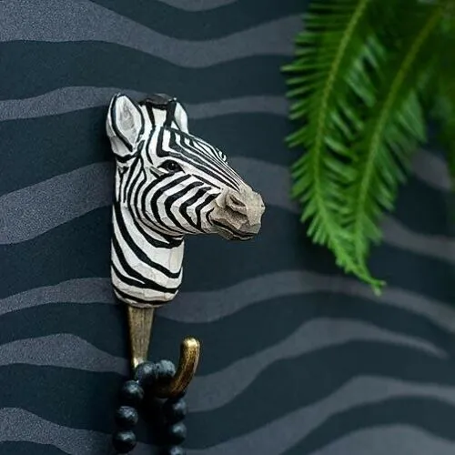 Wildlife Garden: Hook Hand Carved Zebra