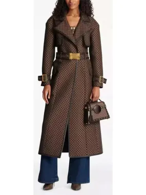 Women’s Belted Buckled Jacquard Monogram Trench Coat